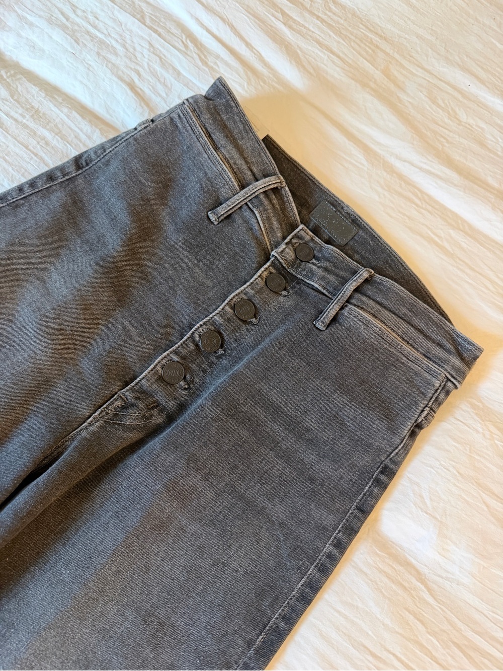 MOTHER High-Rise Button-Fly - wide leg -Jeans - Charcoal